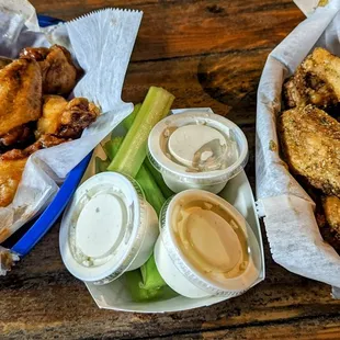 Hot honey old bay &amp; blackened garlic wings