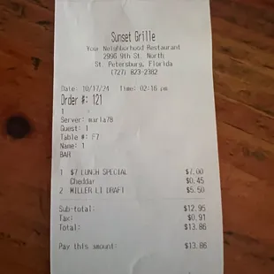 Lunch special total. Can&apos;t beat this deal!