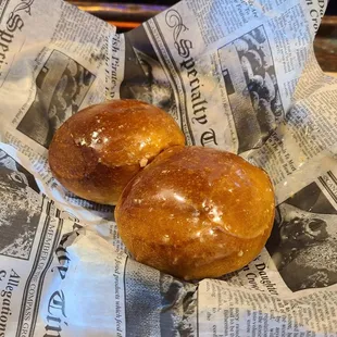 Warm dinner rolls glazed with low-calorie butter!