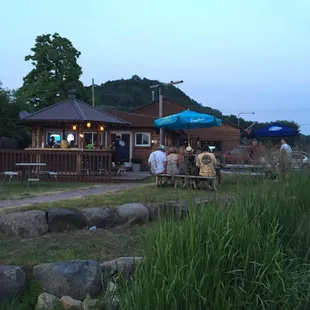 people sitting outside