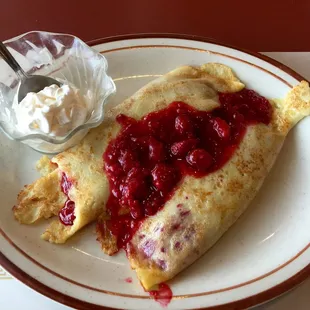 Raspberry crepes! So delicious!!