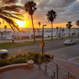 a view of the beach from a balcony