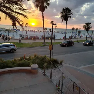 a view of the beach from a balcony