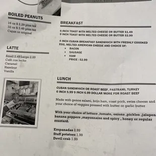 menu
