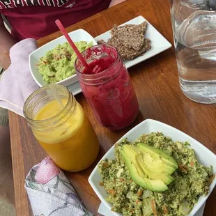 Moon scramble and guacamole w/ flackers