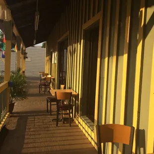 I decided to catch some breeze, the weather was nice.  Outside deck area.