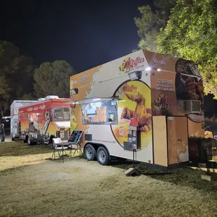 a line of food trucks