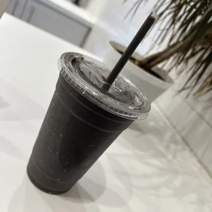 My concoction! Kale, spinach, banana, blueberries, ginger and coconut milk - yum!