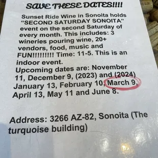 Event schedule