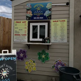Sunset Slush Nola Menu &amp; Window