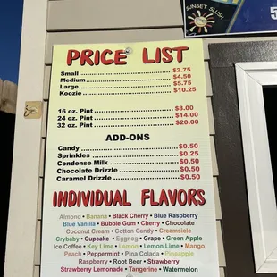 Price list