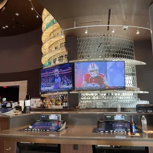 the bar and televisions