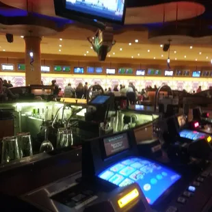 While enjoying a beer you could watch a live professional sports game and bowling.