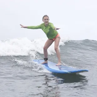 Surfing on the first try.