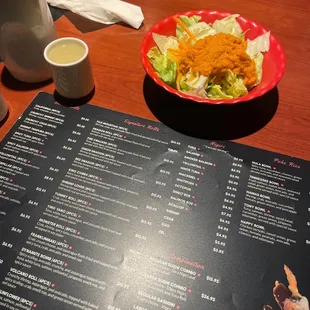 Salad Saki menu