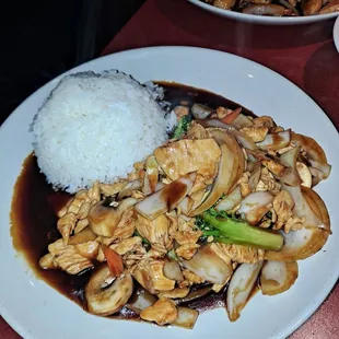 Teriyaki chicken with broccoli &amp; carrots.
