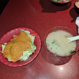 Salad &amp; miso soup made miso happy.