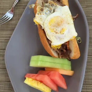 Steak sandwich with Egg.