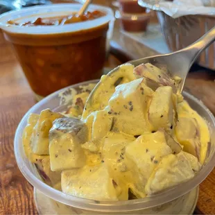 Small size portion:  potato salad.