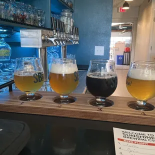 Flight in taproom.