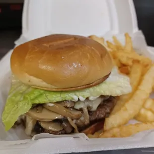 Mushroom Swiss burger