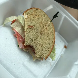 Half a blt sandwich. I ate the other half. Pretty disappointed that&apos;s all you get for $7