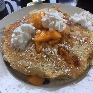 Peaches and cream pancakes  yum!!!