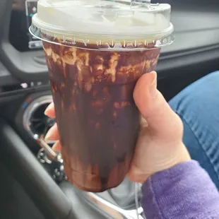 Cold brew with dark chocolate and sweet foam