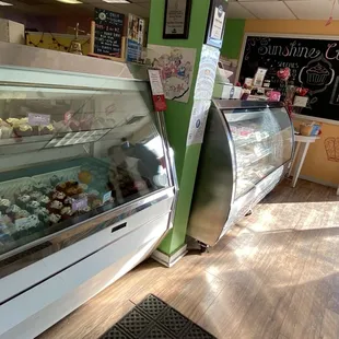 The display cases in the main part of the store