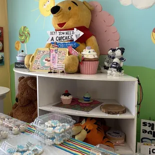 A happy Pooh bear display