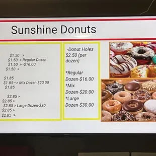 menu, donuts
