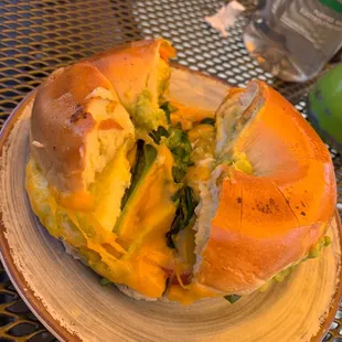 Veggie bagel breakfast sandwich - so good!