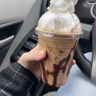 Frozen mocha with 2 extra shots and whip