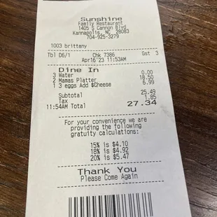The receipt