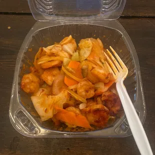 Fire shrimp with veggies