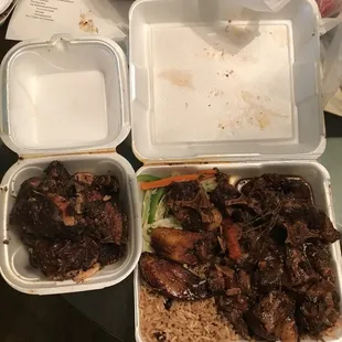 Large Oxtail Plate and a side of Jerk Chicken