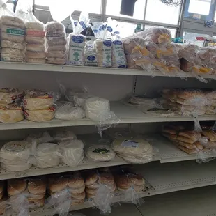 shelves of bread and pastries