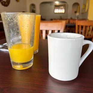 Fresh Squeezed Orange Juice and hot chocolate