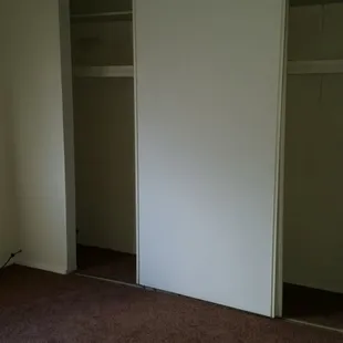 Broken closet doors in each room