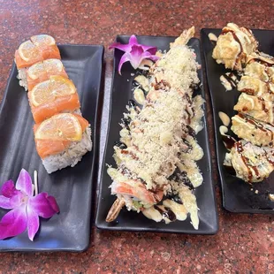 Citrus roll, shaggy dog, &amp; tempura Cali roll
