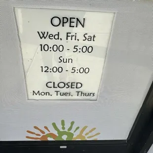 Business hours Dec 2024