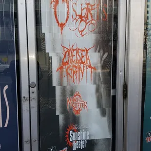 a poster on the front door