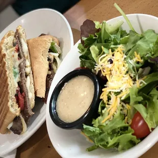 a salad and a sandwich