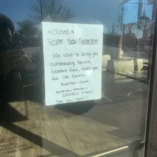 The note explaining the closure