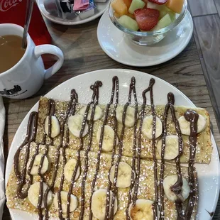 Banana Nutella Crepes with Cup of Fresh Fruit