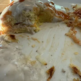 Biscuit and Gravy Omelet. Comes with 2 sides.