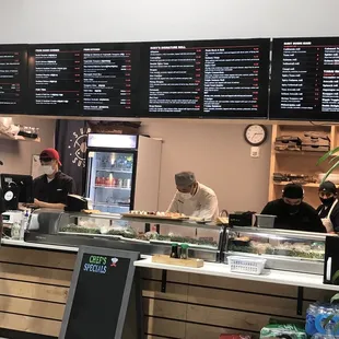 Order counter and Chefs working