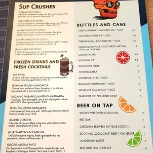 Drink menu