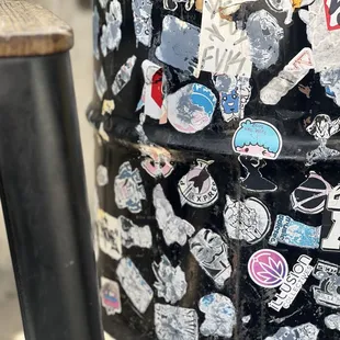 The steel barrel/table to sit at. I liked the Futurama ripped up sticker.