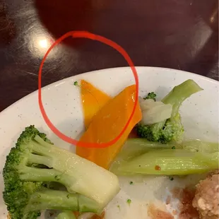 Mixed vegetables with hair